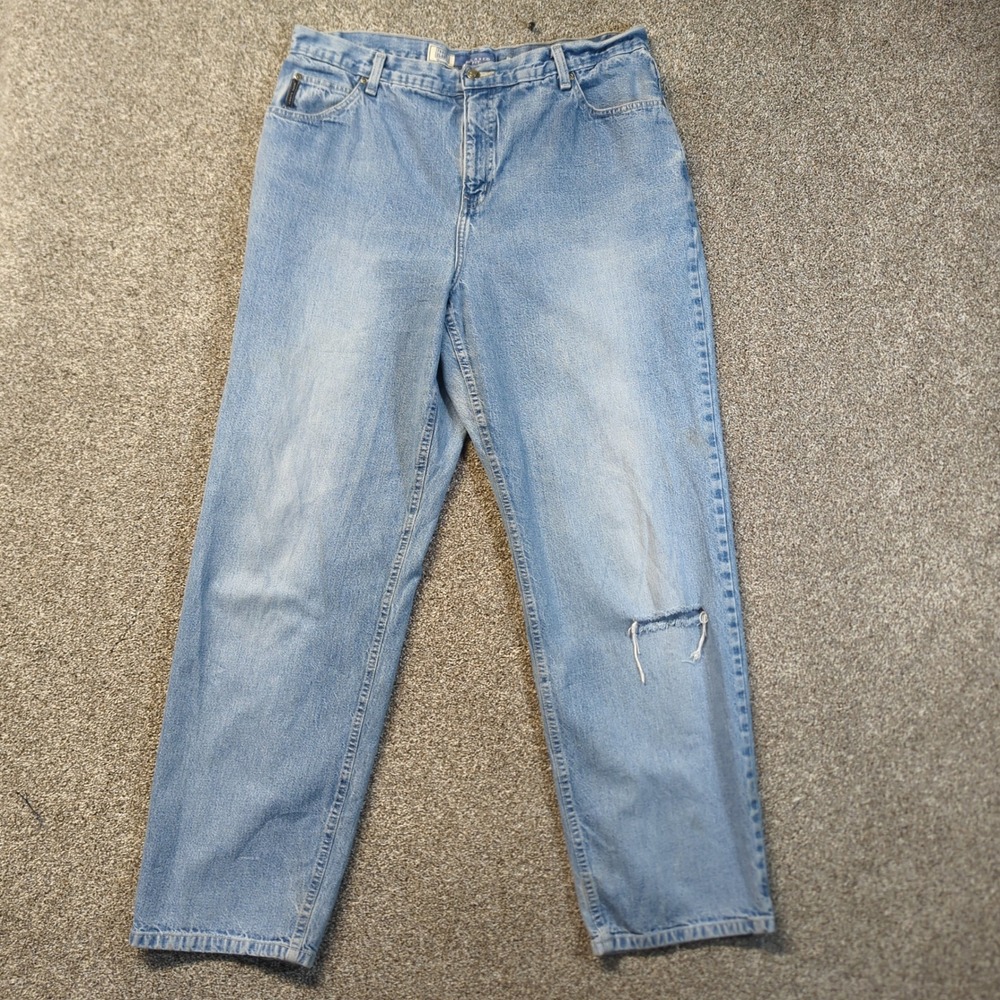 Faded Glory Jeans Womens 16W Tall Blue Relaxed Fit Cotton Distressed Denim Pant
